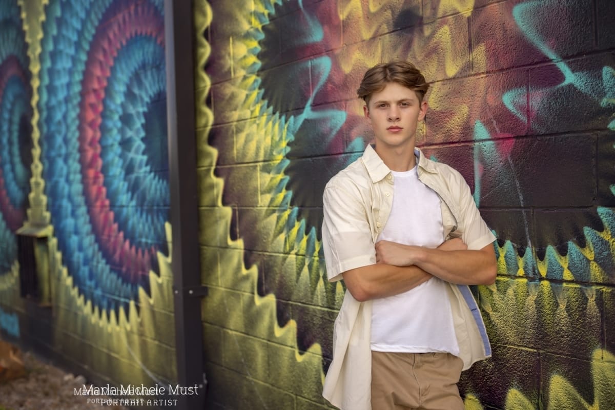 cool senior picture with street art in background
